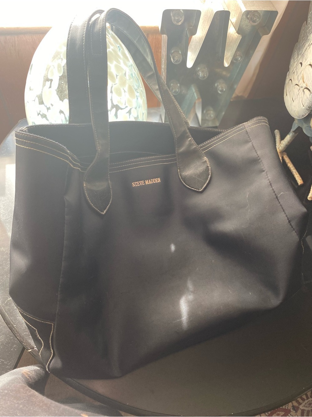 Steve Madden Black Tote with Gold Logo